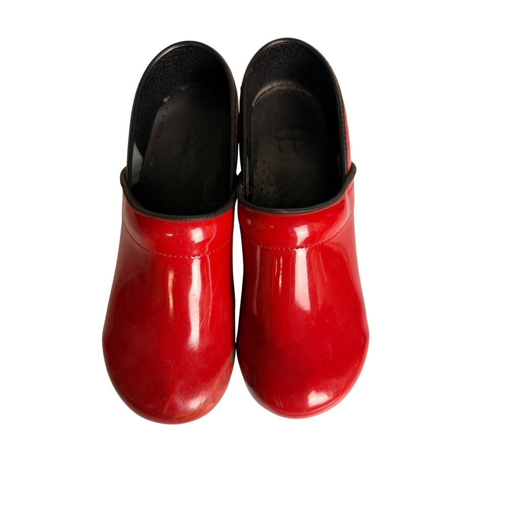 Sanita Original Danish Clogs Red Patent Leather Professional Shoes Size 40